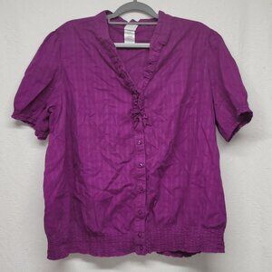 447. Just My Size Short Sleeve Blouse Purple Sz 3X